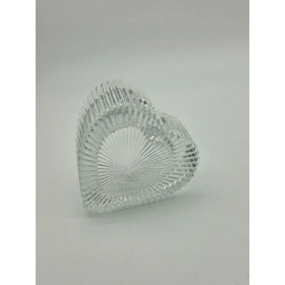 Vintage Mikasa Crystal Slanted Heart Tealight Votive Candle Holder Trinket Dish